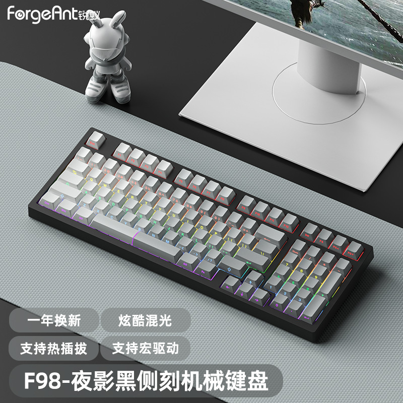 F98有线机械键盘高颜值女生办公电竞游戏笔记本茶轴青轴红轴|undefined