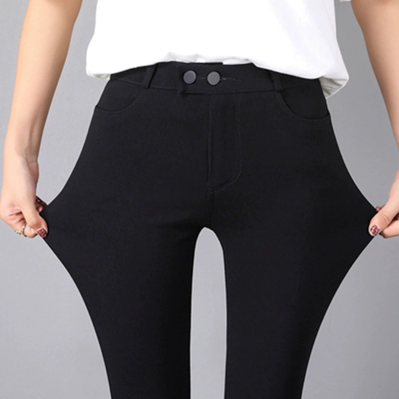 Черные л leggings, тонкие эластичные брюки, высокая талия, облегающие