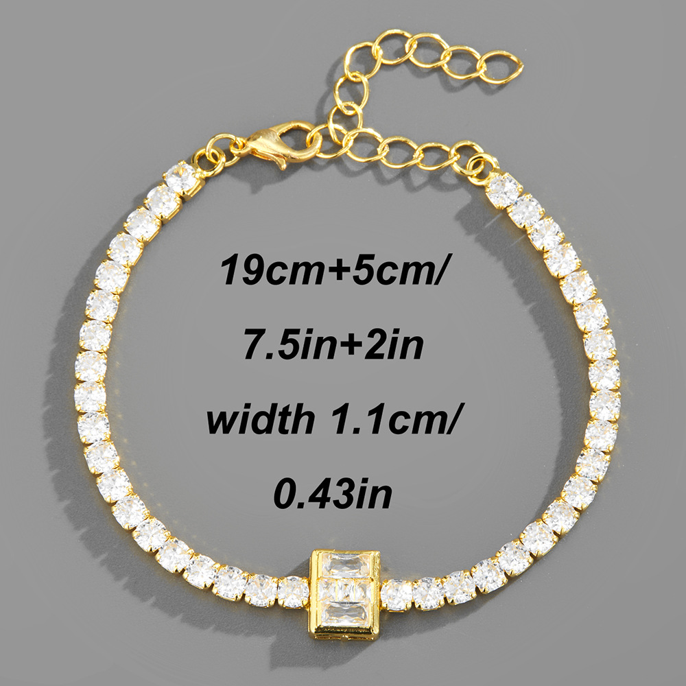 European And American Simple Hip-hop Zircon Chain Copper Bracelet display picture 3