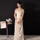 Off-shoulder Satin Evening Dress 2025 New High-end Light Luxury Niche White Simple Light Gauze Engagement dress Women