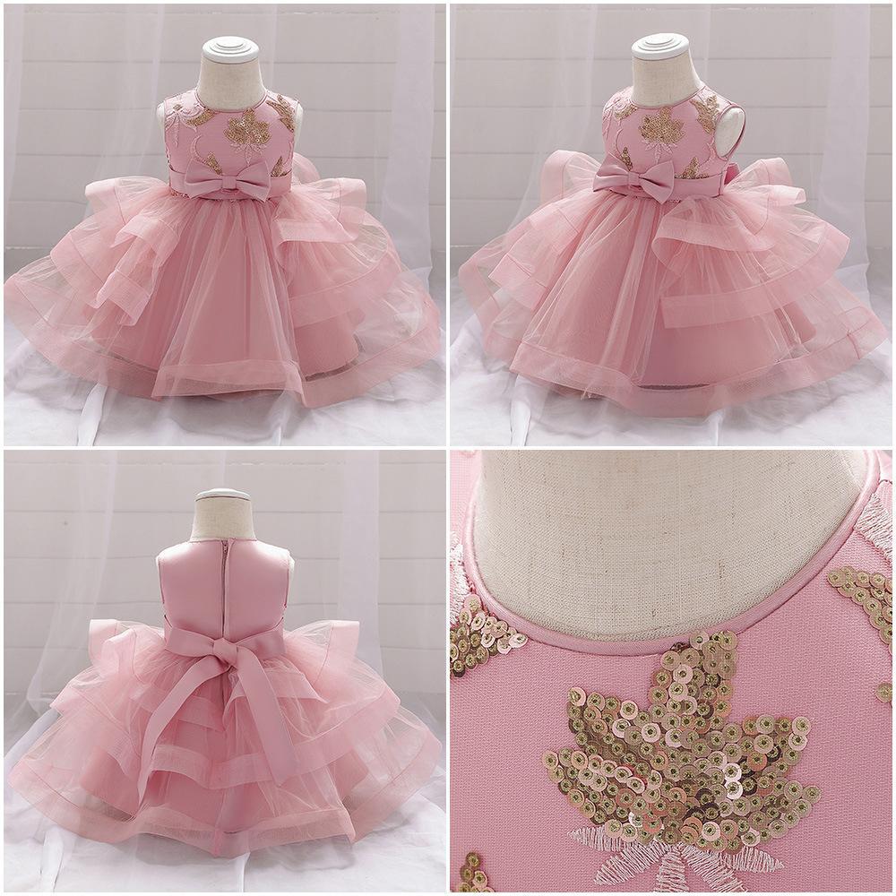 Nuevo vestido de princesa de niña transfronterizo vestido de aniversario vestido de red vestido de flores vestido de bebé vestido