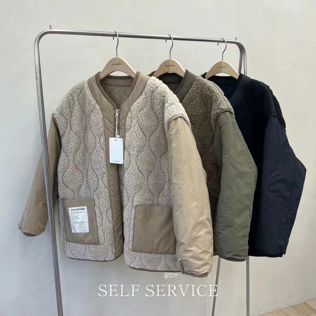 【售空勿拍】韩国东大门Self service秋冬新款羊羔毛两面穿棉服