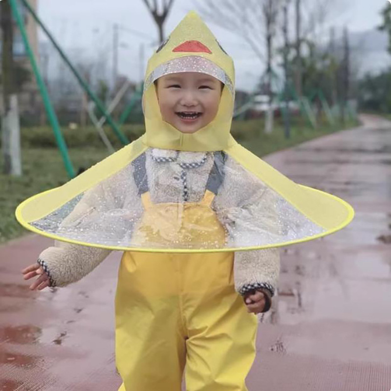【欣艺奇】子供用フライングディスク型レインコート 幼稚園児 男の子用 マント型レインハット オーバーオール ドゥインクと同じスタイル|undefined