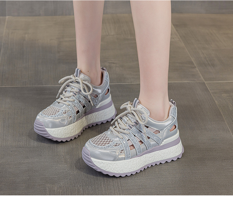 Giày sneaker chunky đế rỗng nữ mặt lưới thoáng khí đế dày mẫu mới mùa hè 2025 — M2865 màu tím, M2865 trắng ngọc trai chi tiết 19