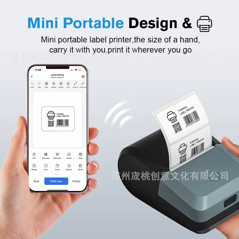 Маленький портативный принтер, Bluetooth, 2 дюйма
