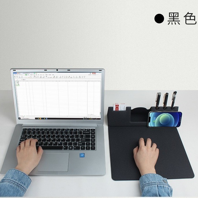 多功能桌面办公PU三合一游戏鼠标垫15W快充手机无线充电器鼠标垫