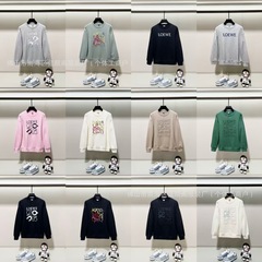 跨境高版本罗伊威loe经典宽松刺绣字母logo男女圆领卫衣长袖外贸