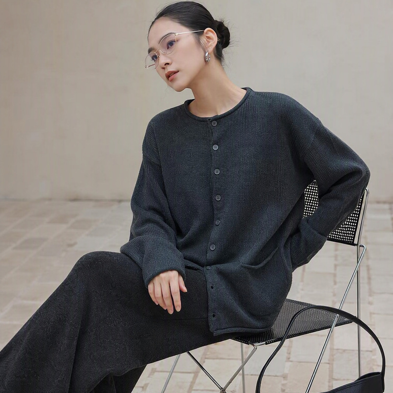 Cotton+Wool Cardigan Autumn and Winter Thick Warm Sweater Coat Cotton Knitwear Retro Women's Top Knitwear Loose Fit Cotton+Wool Cardigan Autumn and Winter Thick Warm Sweater Coat Cotton Knitwear Retro Women's Top Knitwear Loose Fit