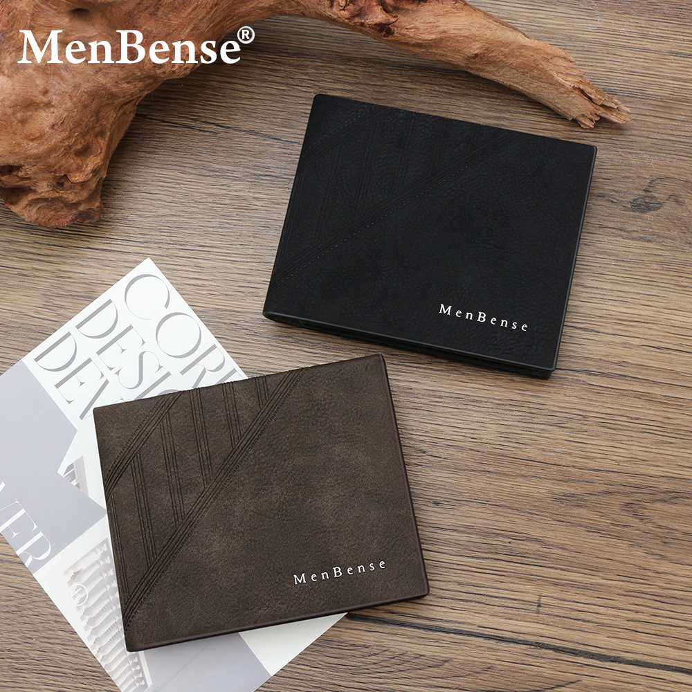 Bolso corto de pop transfronterizo de alto nivel para hombres con bisagra de tres plegables bolso de cambio para hombres con múltiples tarjetas cartera de línea oscura