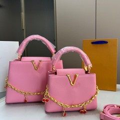 ヨーロッパとアメリカのファッションハンドヘルドレディバッグメタルチェリーチェーンショルダークロスボディバッグライチ柄トートショッピングバッグ女性用