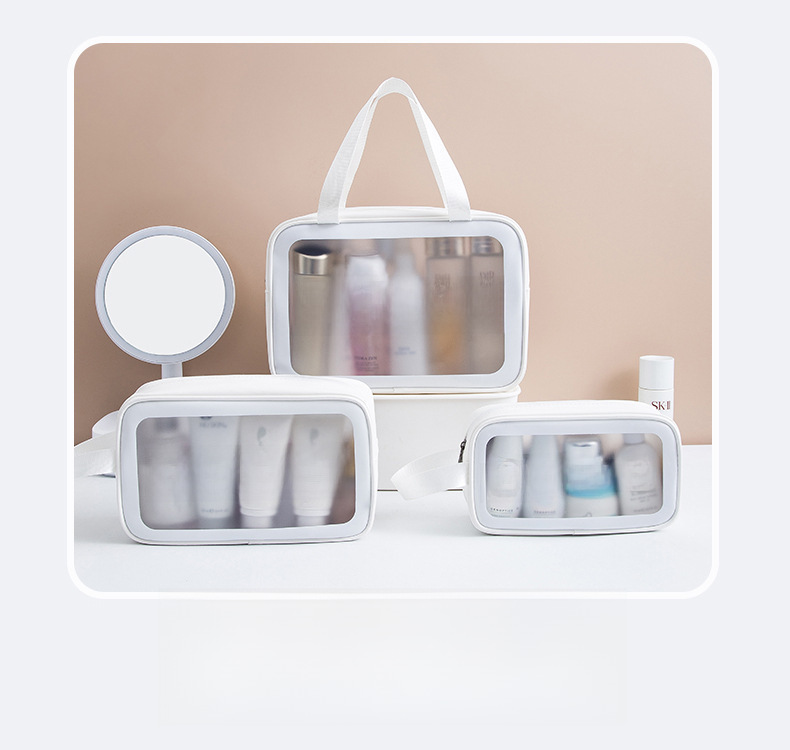 PU frosted waterproof cosmetic bag large capacity high-looking portable cosmetic storage bag wash swimming bag