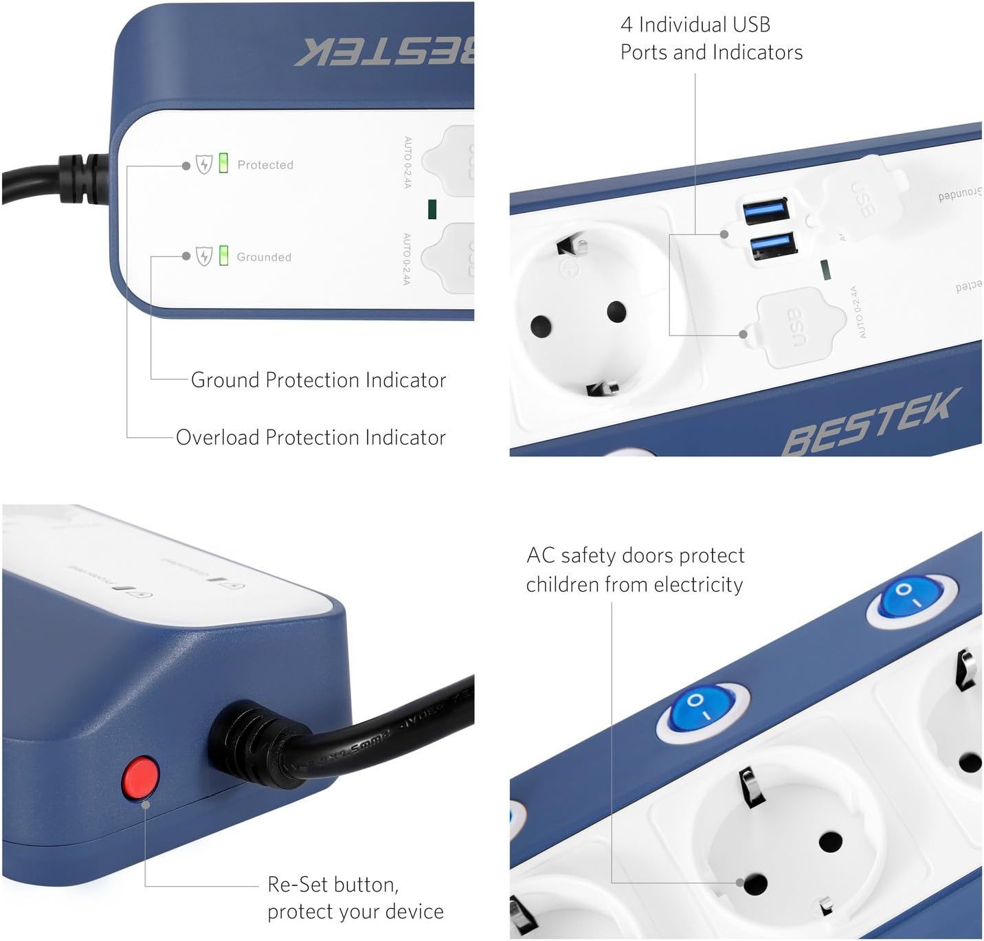 MEHRFACHHSTECKDOSE, BESTEK 6 FACH STECKDOSENLEISTE WANDMONTAG