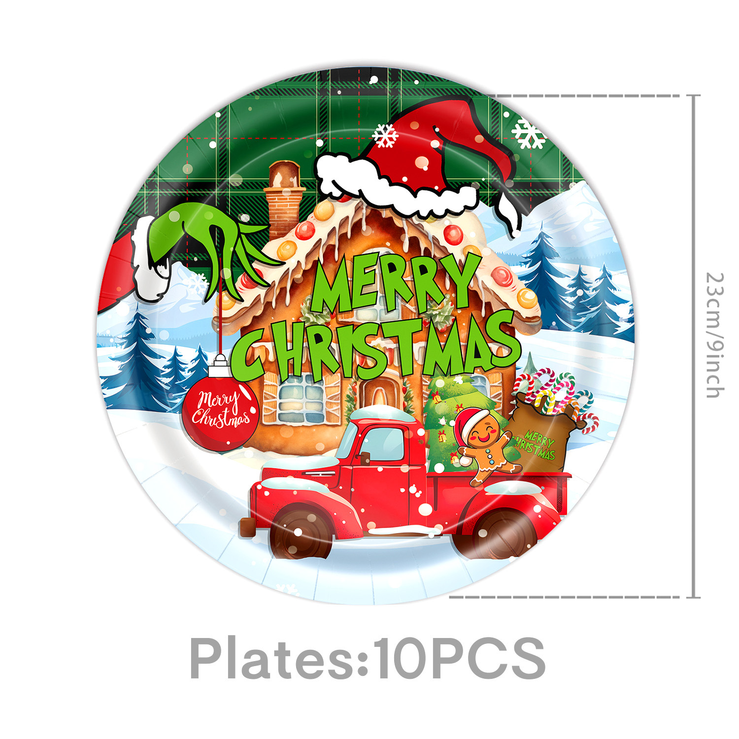 Nuevo tema transfronterizo de Navidad Grinch cubiertos de fiesta de cumpleaños bandeja de papel desechable toallas de mesa decoración banner