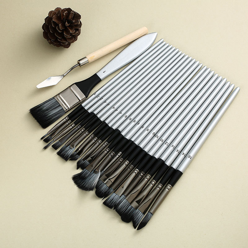 Watercolor Round Nylon Hair Oil Painting Brush Set, Outline Brush Set, Plastic Handle, Wooden Handle, Cross-Border