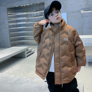 Boys' Thickeneded Outwear Winter down Jacket 2024 New Medium and Large Children's White Duck down Fashionable Winter Lightweight Top