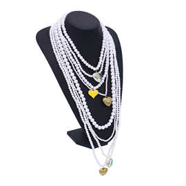 复古仿珍珠夸张项链女小香风多层叠戴百搭长款毛衣链配饰