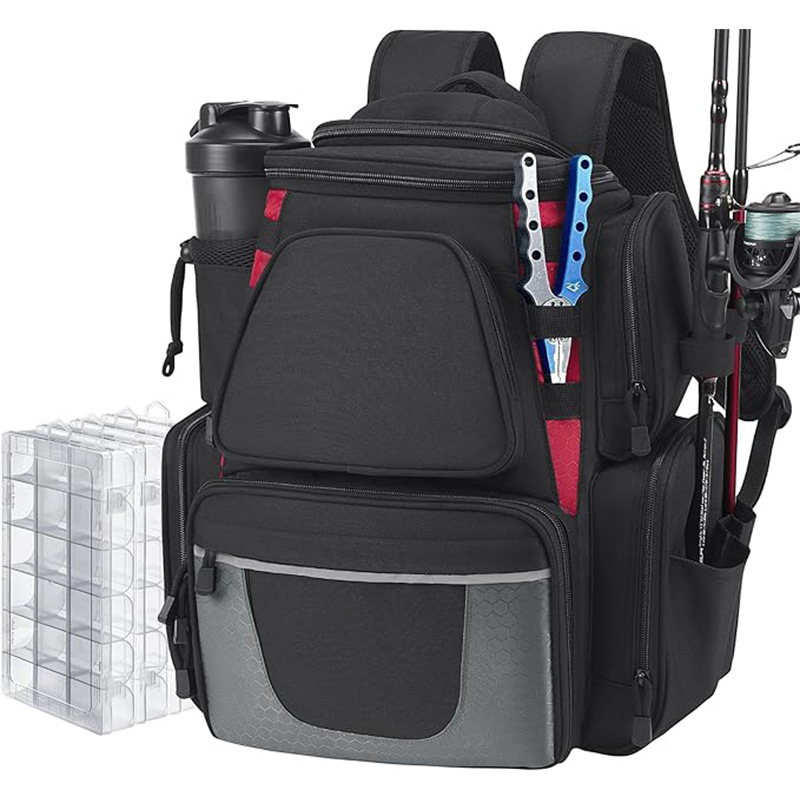 Amazon Ins-Style Cross-Border Fishing Outdoor Large-Capacity Fishing Gear Backpack Oxford Sea Fishing Backpack Lure Bag