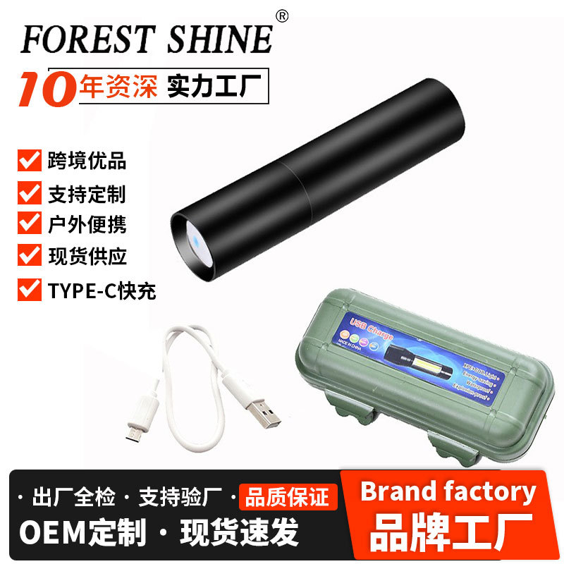 Nuevo LED mini Q5 aleación de aluminio linterna al aire libre COB iluminación USB carga regalo pequeña linterna