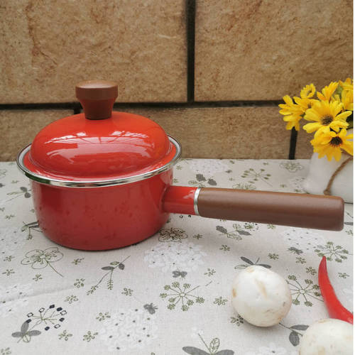 Korean enamel enamel thickened single-handle milk pot enamel pot soup pot induction cooker gas pot can cook medicine and milk bottle