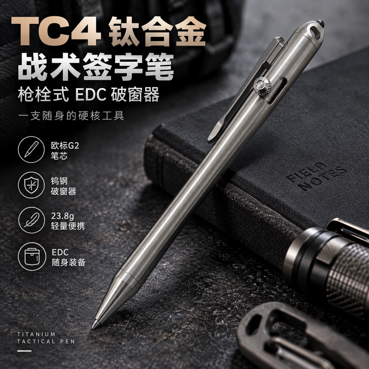 Titanium Alloy Signature Pen Edc Tactical Pen Titanium Pen Window Breaker Mini Multi-Function Tool Corporate Gift Cross-Border