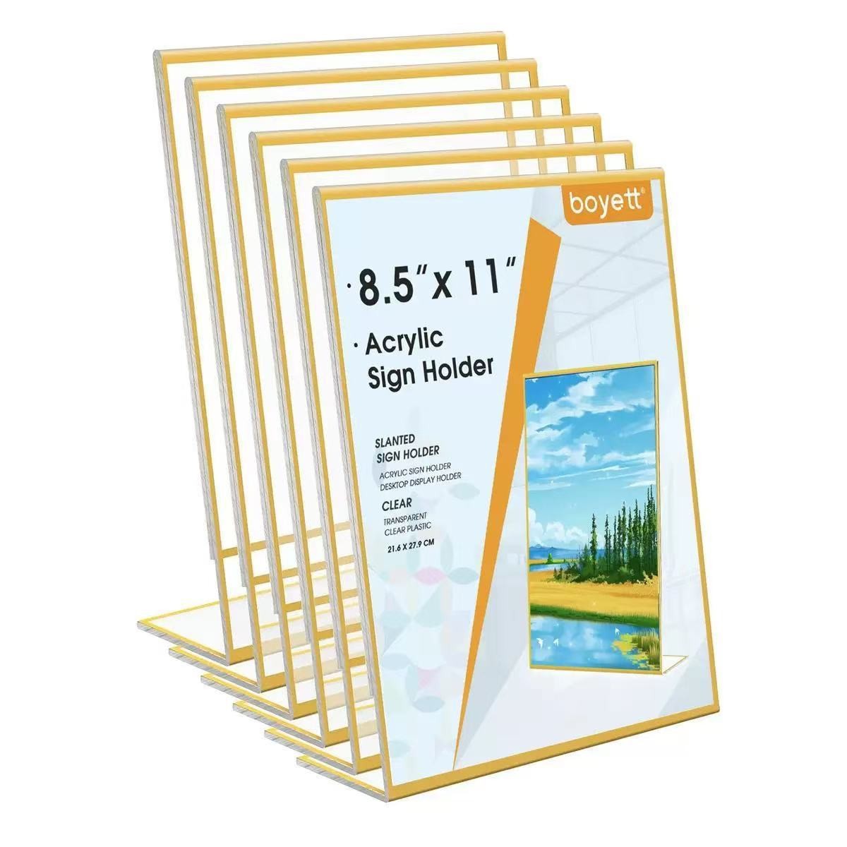 亚克力台卡金边L型台卡亚马逊跨境桌面广告展示牌抽拉式菜单