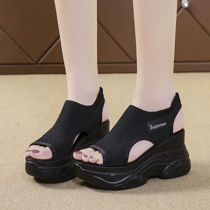 Летние knitted high shoes, спортивные сандалии платформа