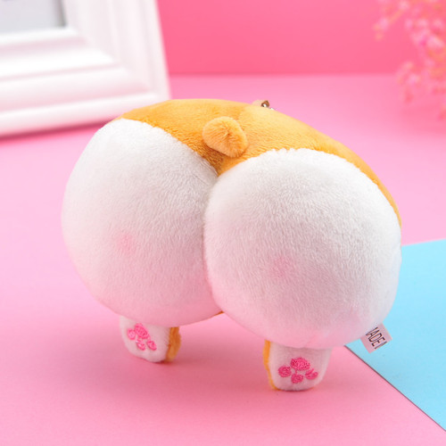 Cute peach butt corgi butt plush toy small pendant keychain student small gift manufacturer wholesale