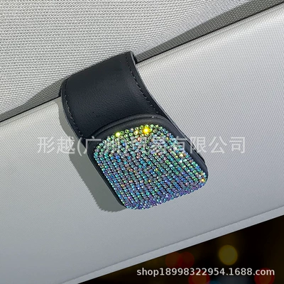 Cross-border Diamond-embedded car glasses clip Car Glasses Clip/Bill Clip - colored-diamond