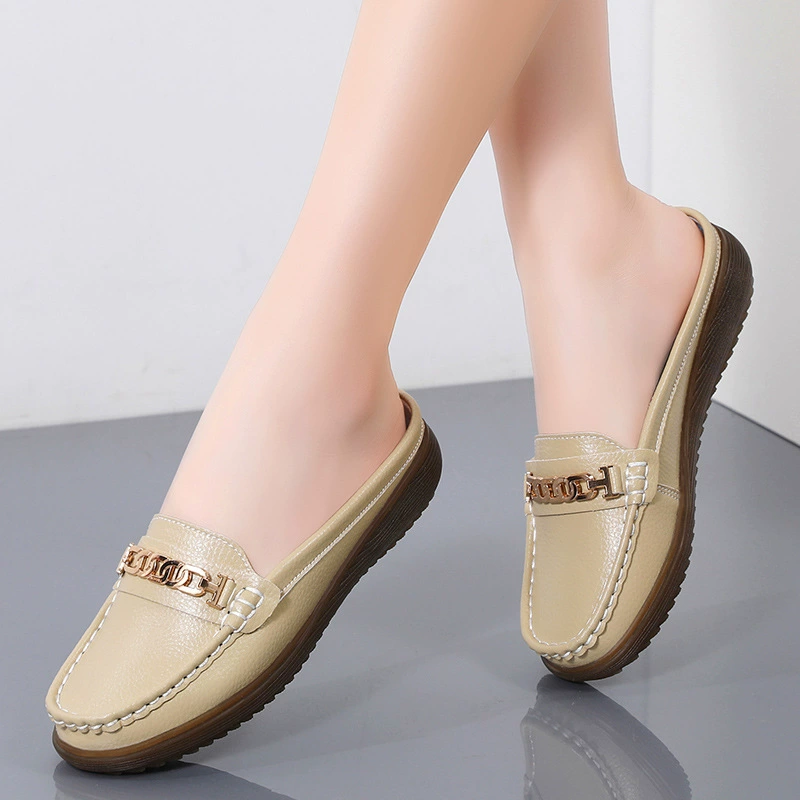 Кожаные лоферы на Slip-On для мамы – повседневная обувь в бежевом/черном/кофейном/оранжевом/индиго