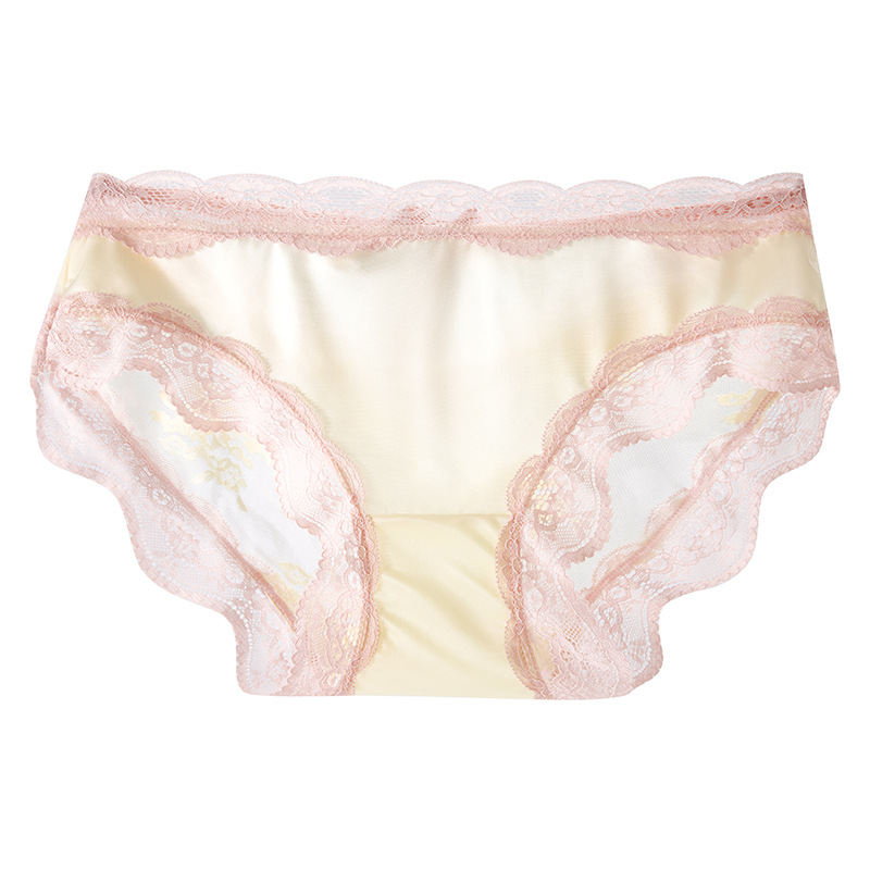 Encaje francés sexy satén seda de hielo encaje ropa interior de mujer entrepierna de algodón puro entrepierna antibacteriana ropa interior roja para mujer