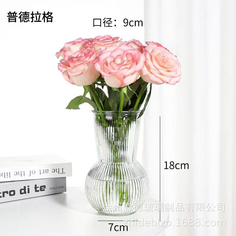 INS estilo florero de vidrio simple arreglo de flores transparente flor hidropónica planta verde florero sala de estar mesa de comedor Decoración