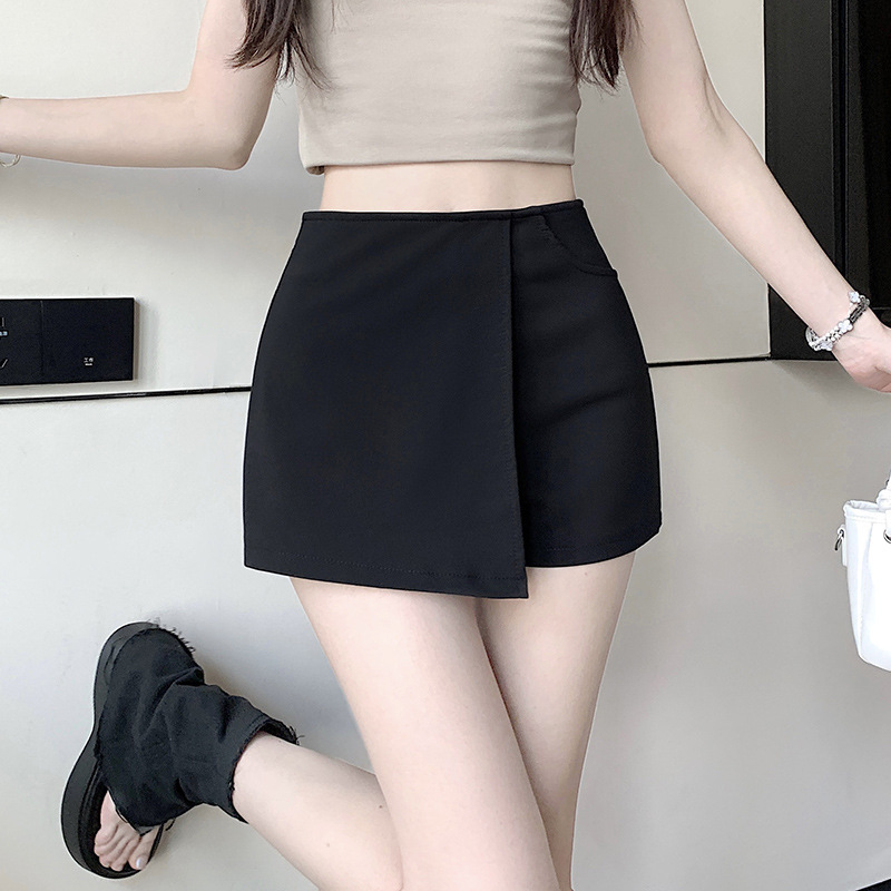 2026 Summer New Fashion Irregular Shorts and Skirt Combo, Faux Two-Piece Versatile Stylish Workwear Half Skirt