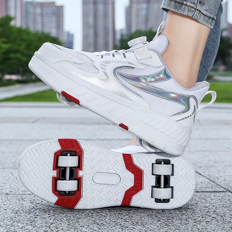 Студенческая версия съемных четырехколесных туфель Heelys для школы, красивые летние дышащие аутентичные роликовые коньки для мальчиков и девочек.