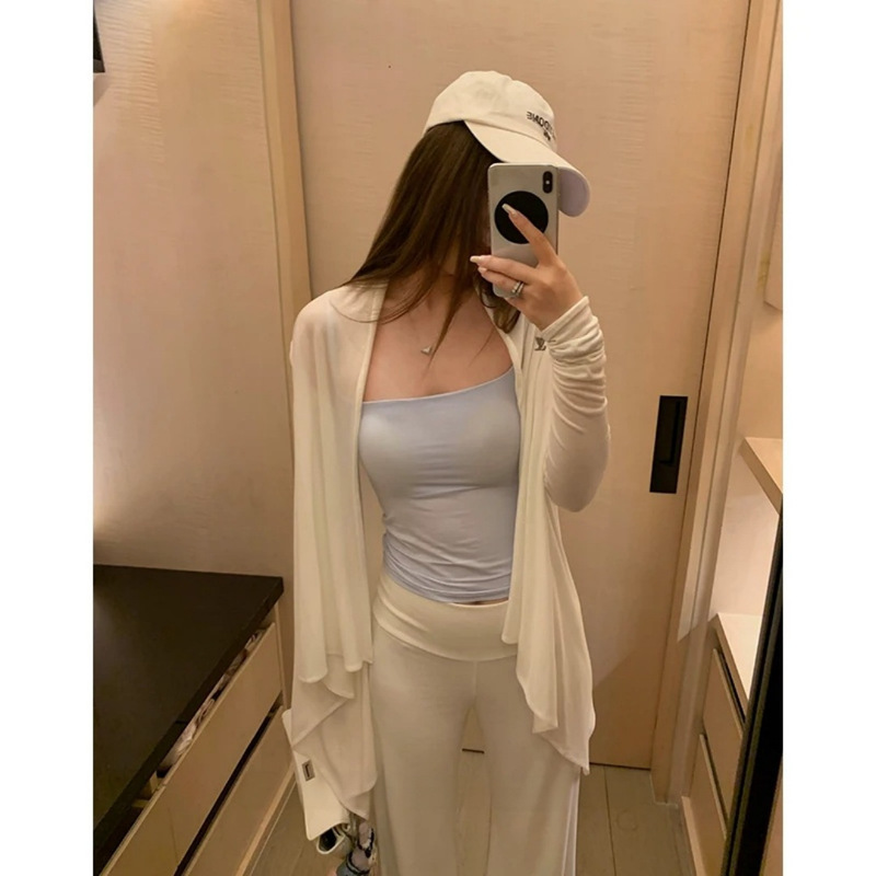 Yinhe STUDIO Cardigan 2.0 Tencel Wool Asymmetrical Hem Shawl Collar Knit Sweater for Women Spring and Autumn Top