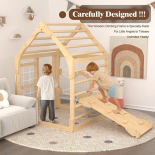 Household Small Folding Multi-Functional Climbing Frame Indoor Solid Wood Slide Baby Swing Sensory Training Climbing Frame
