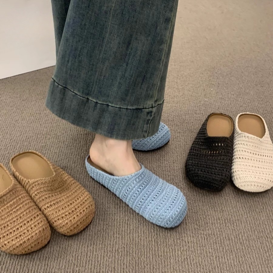 Exclusive woven breathable women's slippers platform