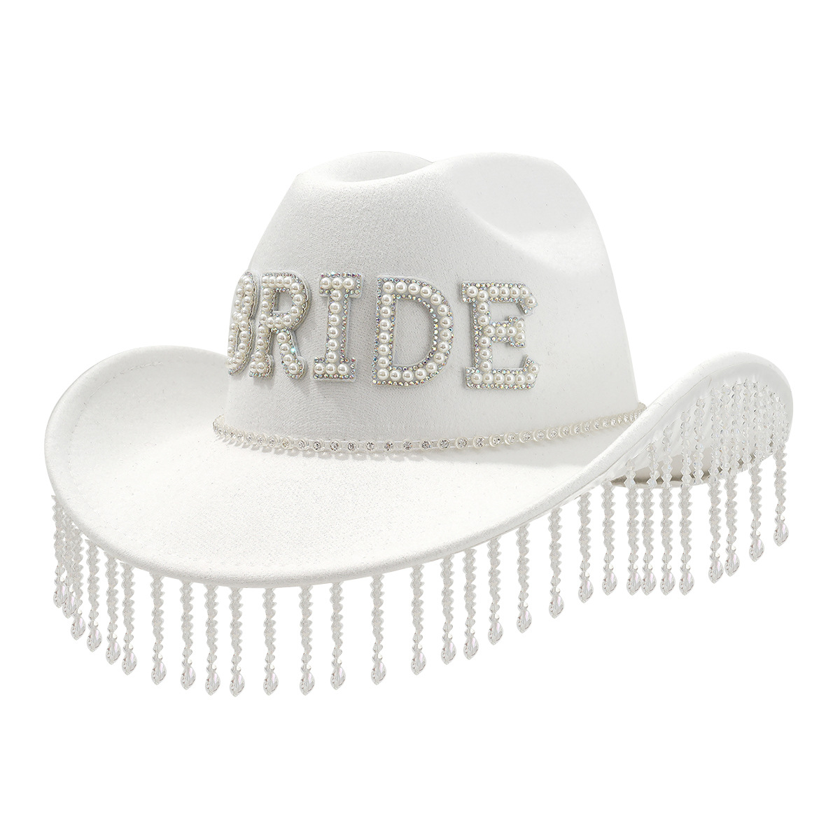 Sombrero de vaquero de fieltro de dama de novia occidental perla BRIDE con colgante de cristal bordilla sombrero sombrero de jazz image 6