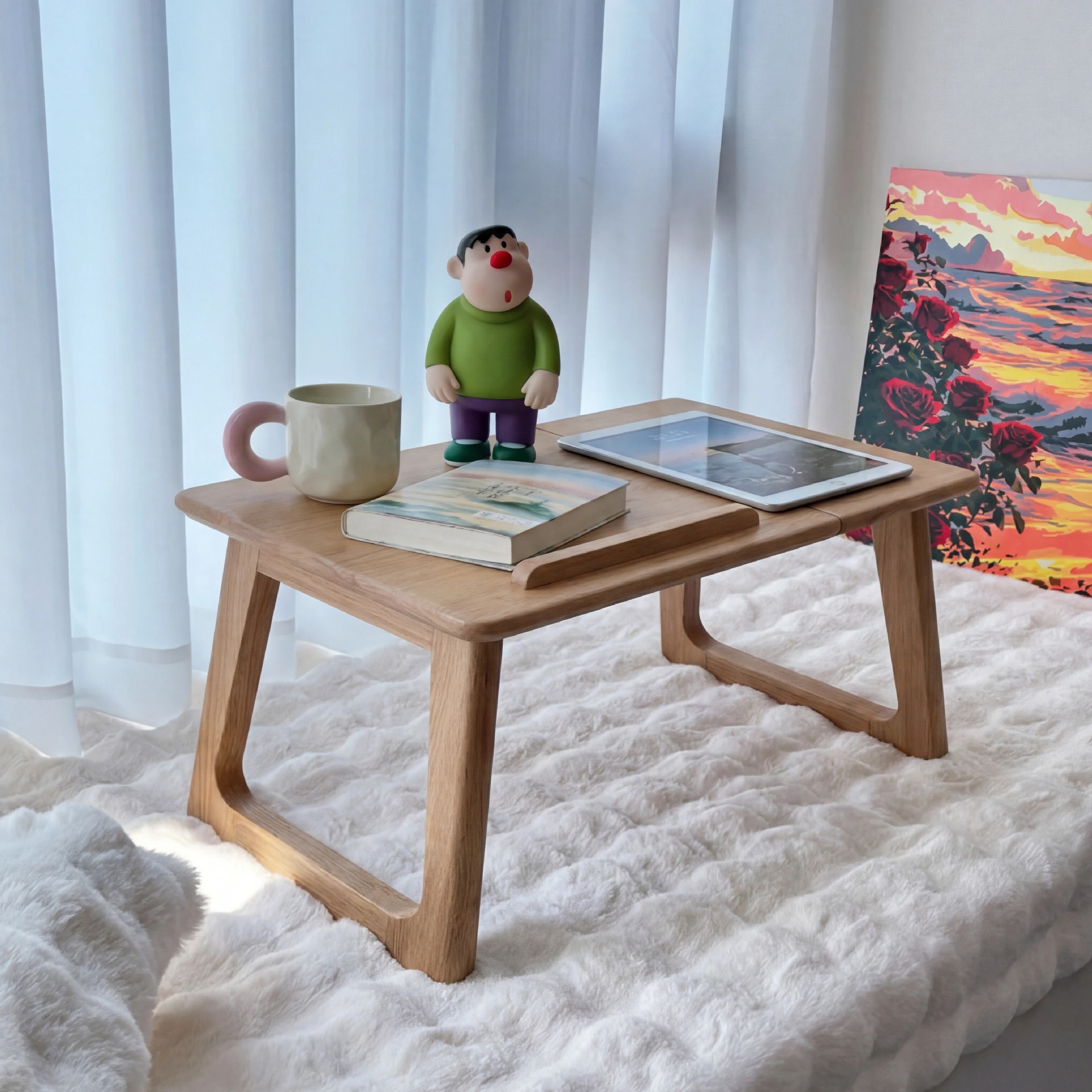 Tabla de ventana flotante, tabla plegable de tatami japonés, tabla de computadora, tabla de madera maciza, tabla de té baja, balcón