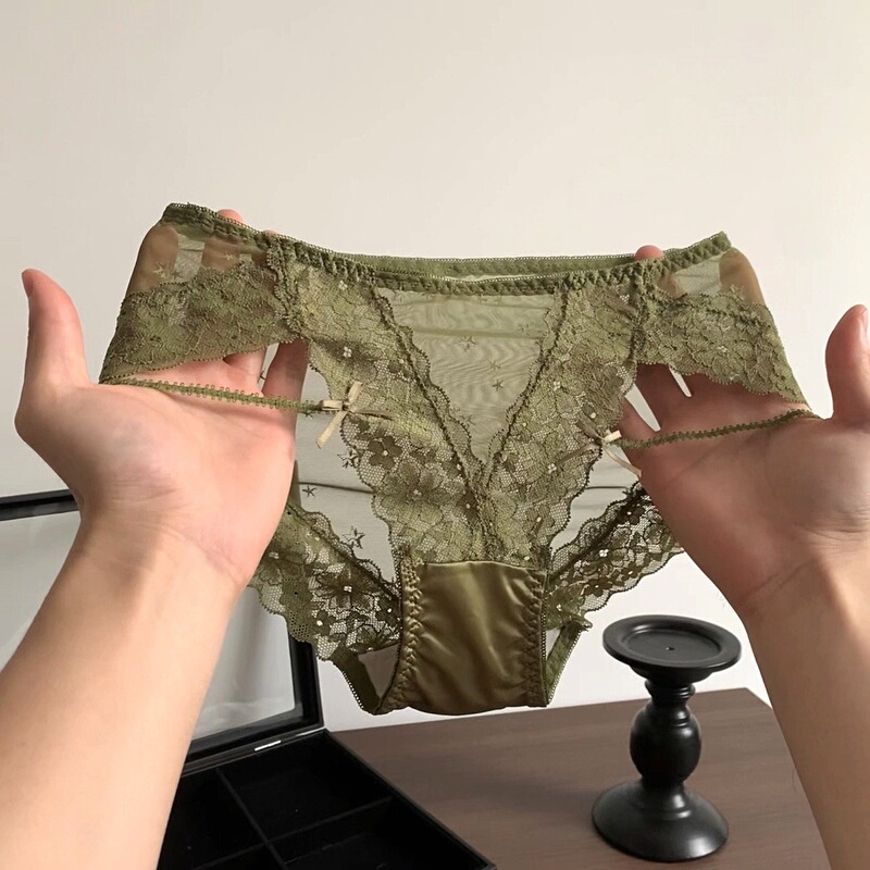 French-Style Pure Desire Sexy Low-Waist Breathable Lace Mesh Triangle Women's Panties for Young Women, Sexy and Sweet