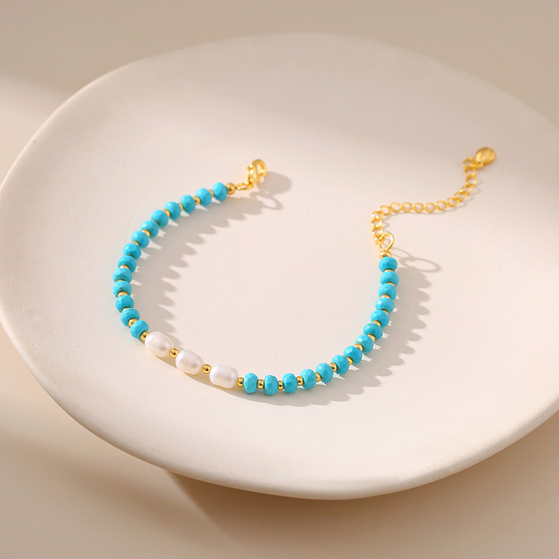 Style Ethnique Géométrique Turquoise Perle D'eau Douce Le Cuivre Perlé Bracelets display picture 3
