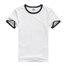 200g32支莱卡棉边彩圆领短袖T恤普通青年无领不连帽修身型打底衫