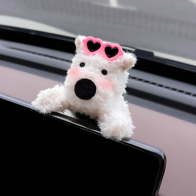 Decoración de coche de West Highland, accesorios de coche, pantalla de control central, muñeca de fiesta, pantalla de visualización de cachorro, linda decoración de pantalla