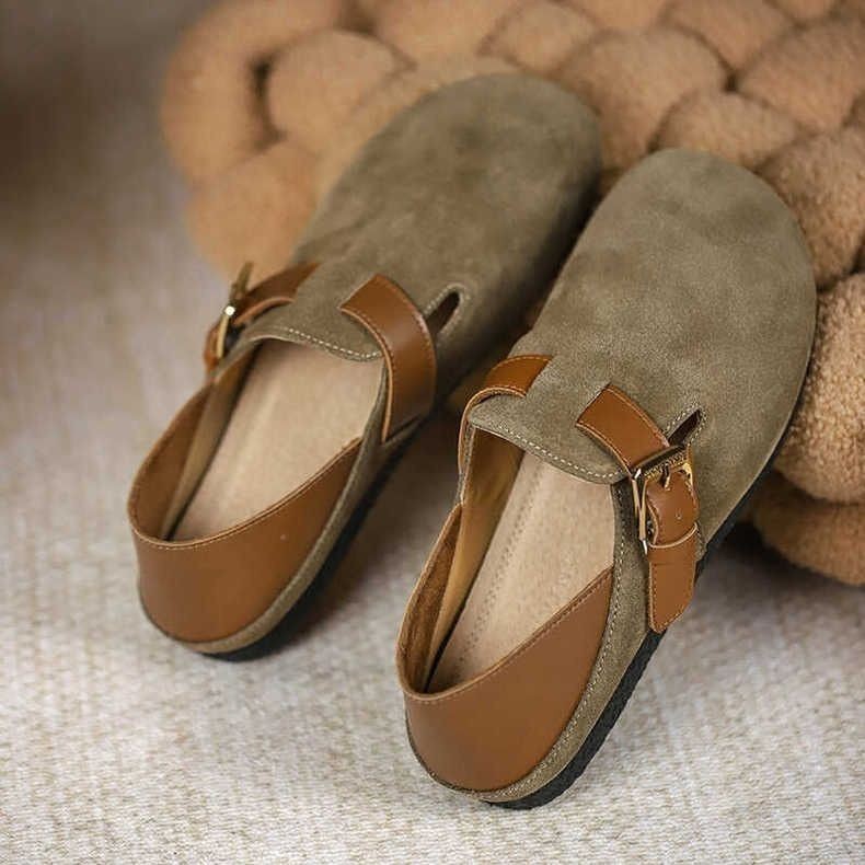 Zapatos de mujer Bocken con suela suave, primavera y otoño nuevos zapatos de Lefour con un pedal redondo con una sola cabeza, Bocken con suela plana, zapatos Bean