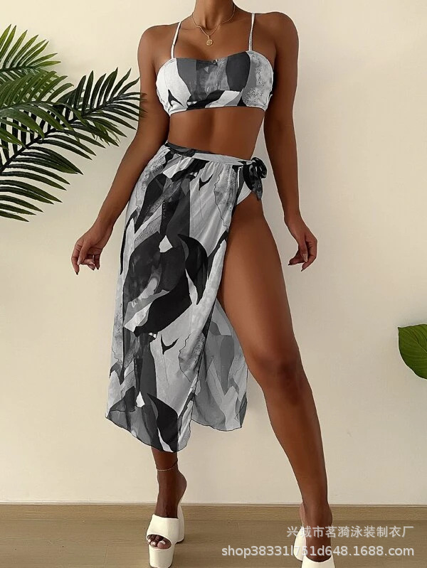 Mingyi nuevo europeo y americano sexy deportes moda multicolor Bikini mujer dividida Bikini de tres piezas traje de baño de las mujeres