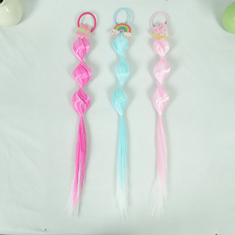 Foreign Trade Kidsren's Colorfulful Bubble Braid Wig Colorfulful Lantern Braid Hair Accessories Wig Cute Hair Tie Ponytail