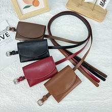 欧美小众凹造型百搭迷你装饰半圆扣皮带小方包女潮腰包腰带两用潮