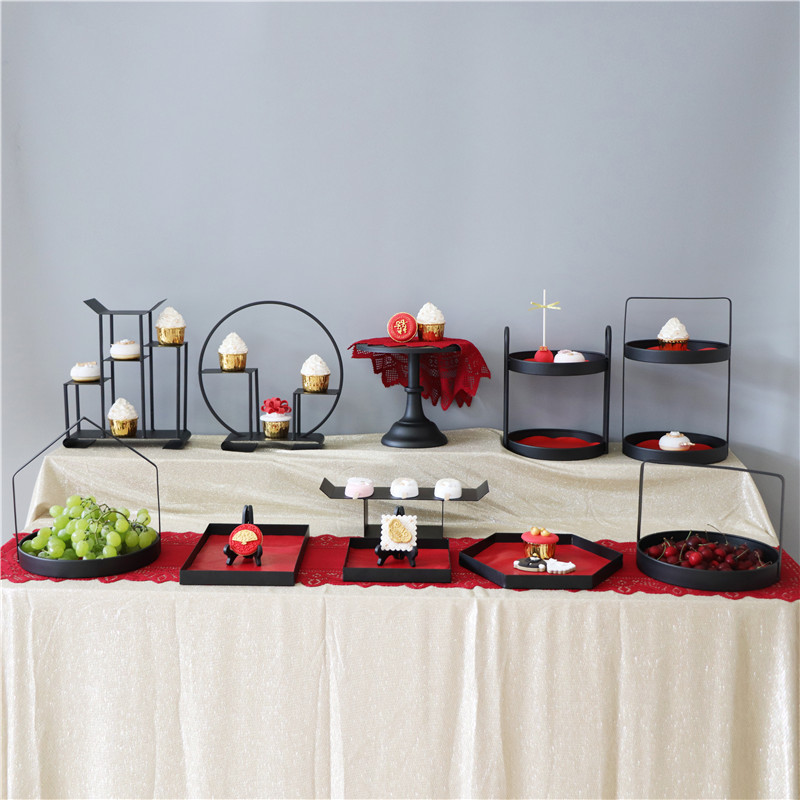 Postre de la boda china decoración mesa soporte de exhibición placa de la torta del hogar creativo decoración suave estante de almacenamiento image 21
