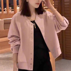 短款圆领棒球服外套女2025秋季新款简约百搭休闲小个子夹克上衣潮