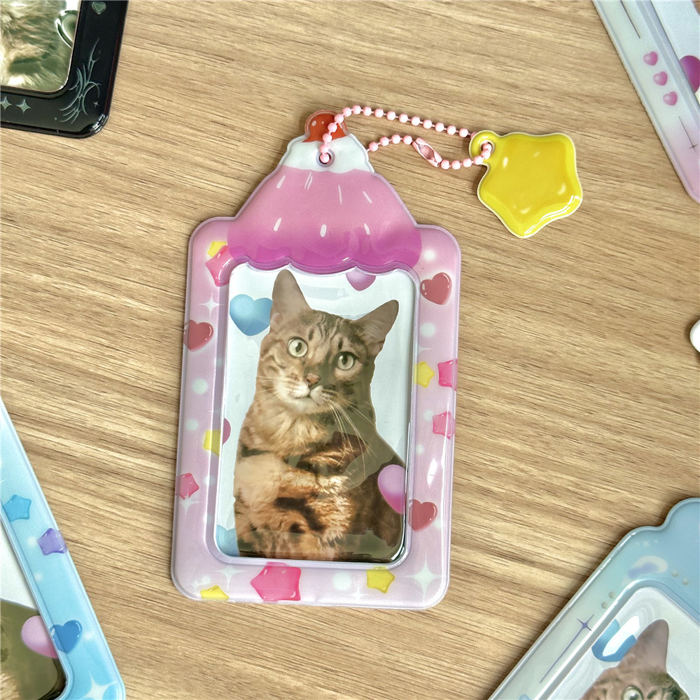 Titular de la tarjeta de gelatina rosa de 3 pulgadas