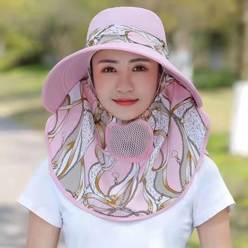 链条花户外防晒帽女夏透气遮阳帽 采茶帽情侣休闲遮脸太阳帽|ms